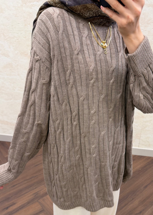 SAÇ ÖRGÜ TRİKO KAZAK VİZON