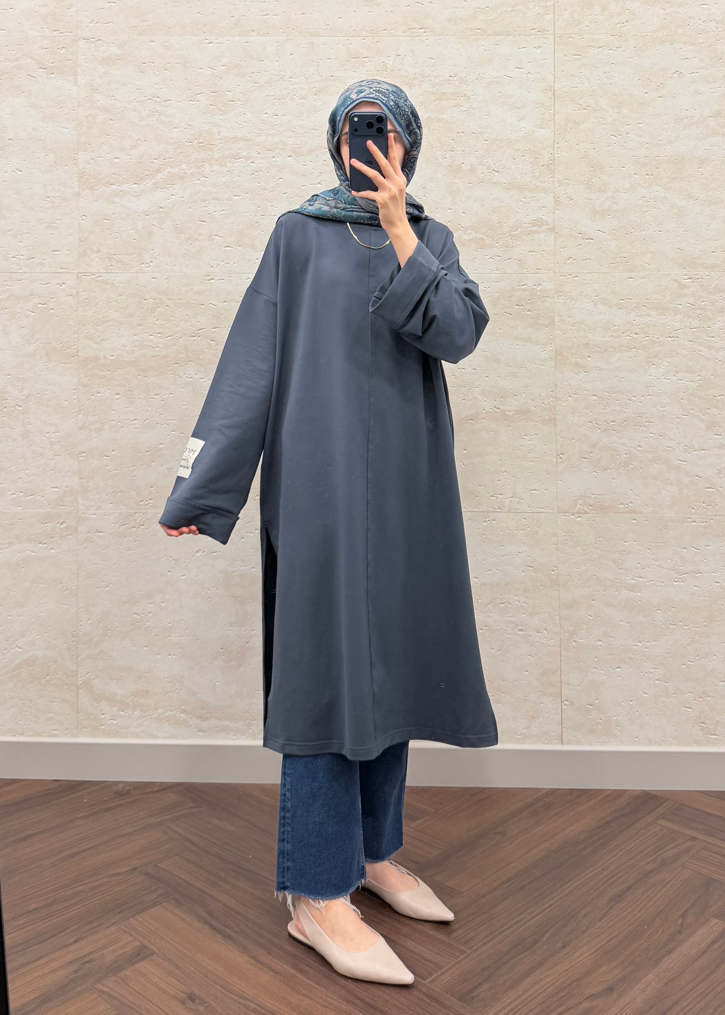 BASIC OVERSIZE UZUN TUNİK FÜME