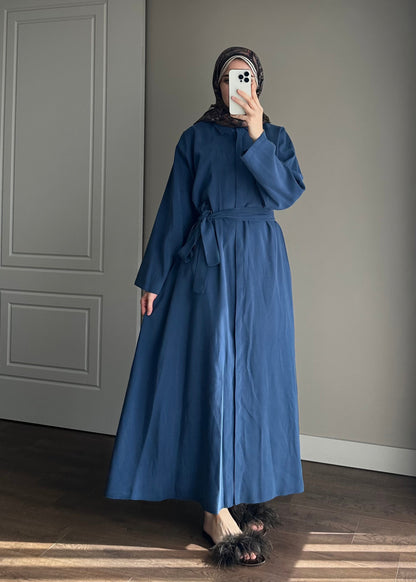 KUŞAKLI GÖMLEK ELBİSE LACİVERT