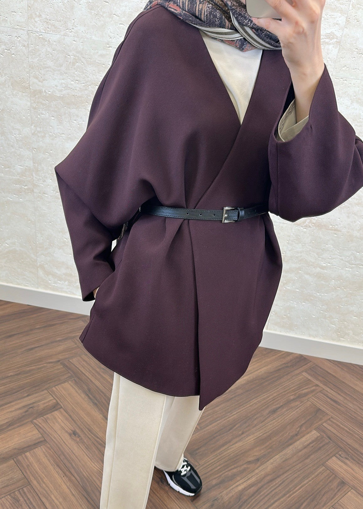 KEMERLİ OVERSIZE ASTARLI CEKET BORDO