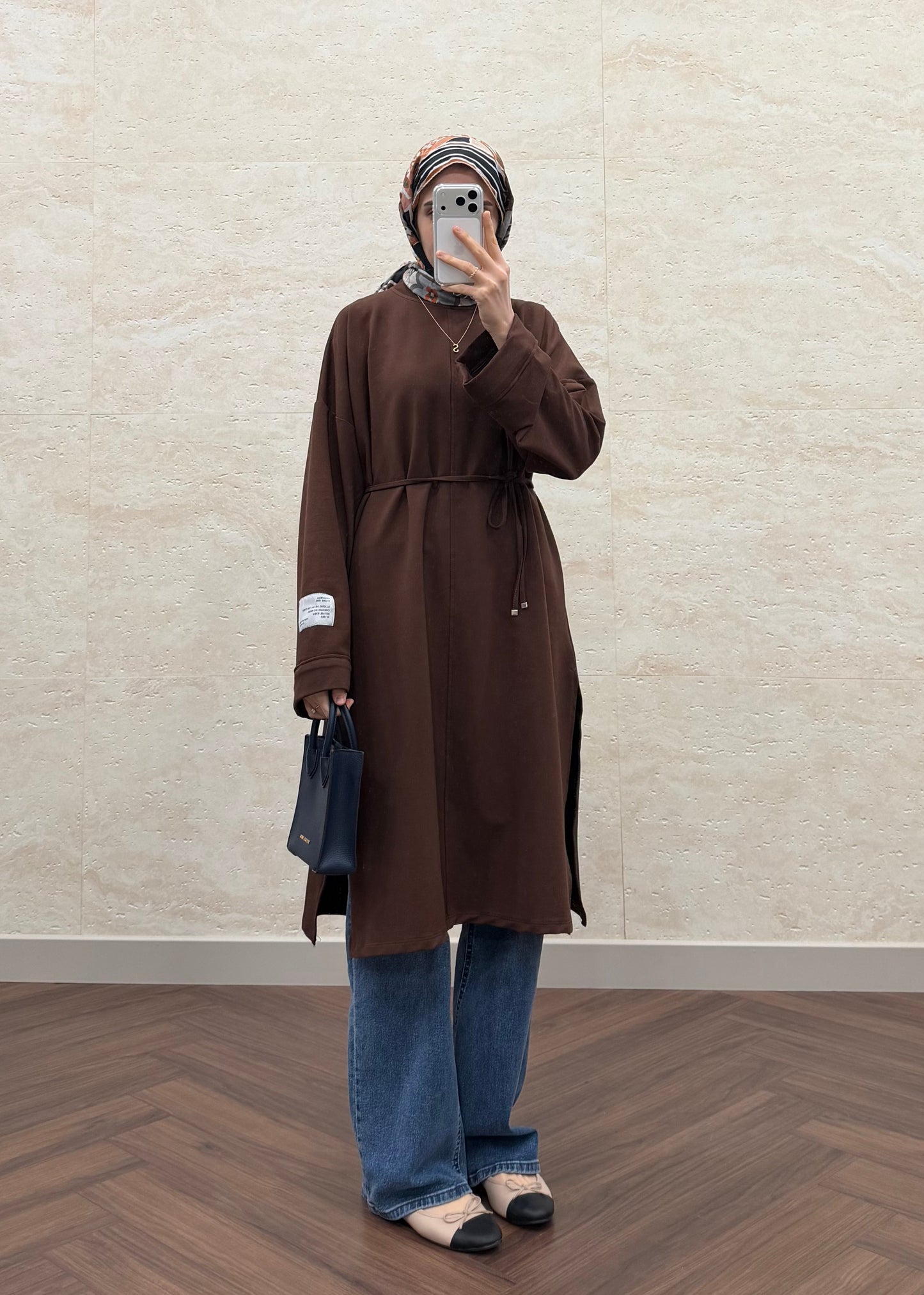 BASIC OVERSIZE UZUN TUNİK KAHVE