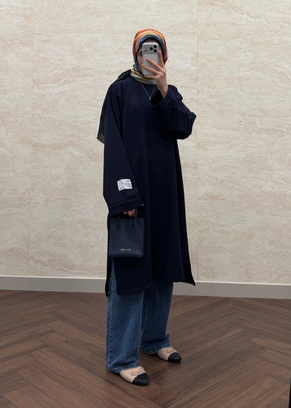 BASIC OVERSIZE UZUN TUNİK LACİVERT