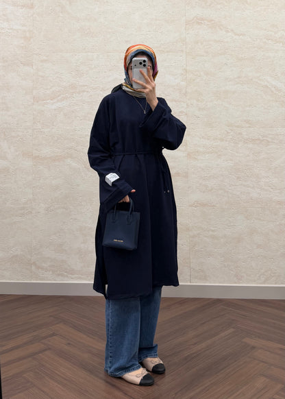 BASIC OVERSIZE UZUN TUNİK LACİVERT