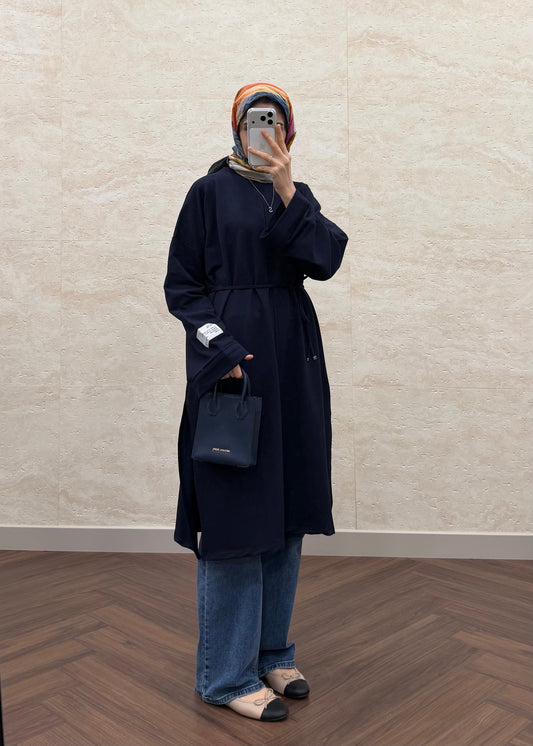 BASIC OVERSIZE UZUN TUNİK LACİVERT
