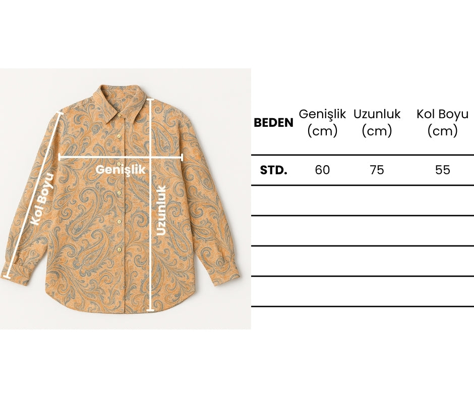 ETNİK DESENLİ GÖMLEK BORDO